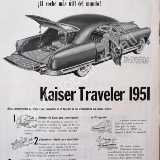 CARTEL ANTIGUO ORIGINAL DE AUTOS KAISER TRAVELER 1951 /360 RARO