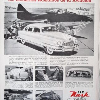 CARTEL ANTIGUO ORIGINAL DE AUTOS NASH AIRFLYTE 1951 /356