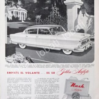 CARTEL ANTIGUO ORIGINAL DE AUTOS NASH AIRLYTE AMBASSADOR 1952 / RARO