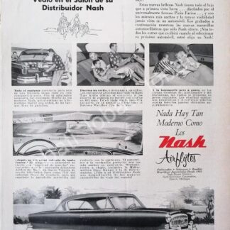 CARTEL ANTIGUO ORIGINAL DE AUTOS NASH AIRLYTES 1953