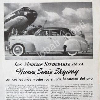 CARTEL ANTIGUO ORIGINAL DE AUTOS STUDEBAKER SERIE SKYWAY 1941