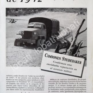 CARTEL ANTIGUO ORIGINAL DE CAMIONES DE GUERRA STUDEBAKER 1944 / MUY RARO SGM