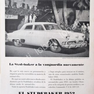 CARTEL ANTIGUO ORIGINAL DE AUTOS STUDEBAKER CHAMPION 1952 /348