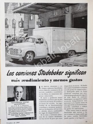 CARTEL ANTIGUO ORIGINAL DE AUTOS. CAMIONES STUDEBAKER 1949 /347