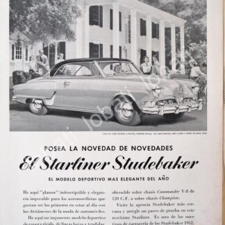 CARTEL ANTIGUO ORIGINAL DE AUTOS STUDEBAKER STARLINER 1953 /344