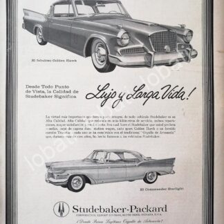 CARTEL ANTIGUO ORIGINAL DE AUTOS STUDEBAKER GOLDEN HAWK & COMMANDER 1960s /335