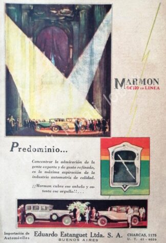CARTEL ANTIGUO ORIGINAL DE AUTOS MARMON 8 EN LINEA 1928 /329 / RARO