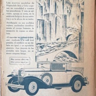 CARTEL ANTIGUO ORIGINAL DE AUTOS HUPMOBILE 6 & 8 DEL SIGLO 1929 /326