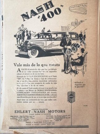 CARTEL ANTIGUO ORIGINAL DE AUTOS NASH 400 1928 /322