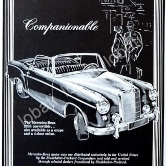 CARTEL ANTIGUO ORIGINAL DE AUTOS MERCEDES BENZ 220S CONVERTIBLE 1950s /320