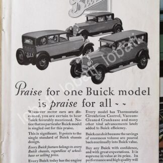 CARTEL ANTIGUO ORIGINAL DE AUTOS BUICK 1926 /317