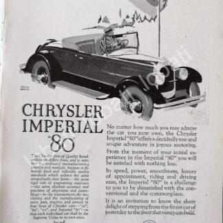 CARTEL ANTIGUO ORIGINAL DE AUTOS CHRYSLER IMPERIAL 80 1926 /316 DIBUJO DE FRANK QUAIL