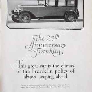 CARTEL ANTIGUO ORIGINAL DE AUTOS FRANKLIN 1927 25 ANIVERSARIO /315 MUY RARO