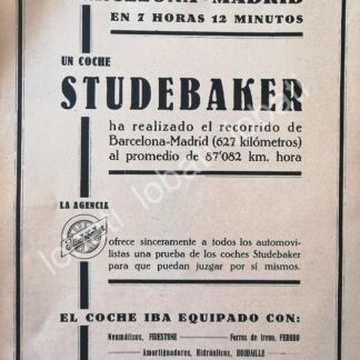 CARTEL ANTIGUO ORIGINAL DE AUTOS STUDEBAKER 1930 /313