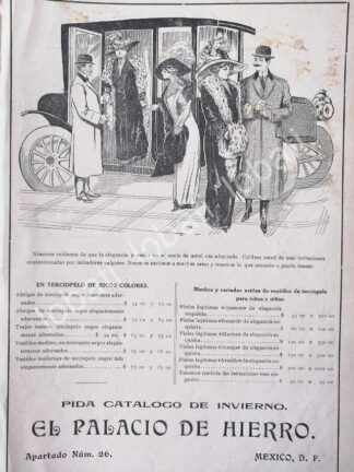 CARTEL ANTIGUO ORIGINAL DE TIENDAS EL PALACIO DE HIERRO 1910 /246