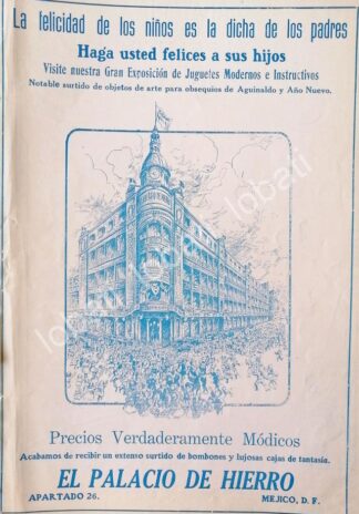 CARTEL ANTIGUO ORIGINAL DE TIENDAS EL PALACIO DE HIERRO 1910 /253