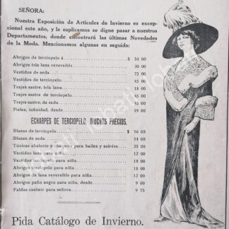 CARTEL ANTIGUO ORIGINAL DE TIENDAS EL PALACIO DE HIERRO 1909 /249