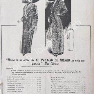 CARTEL ANTIGUO ORIGINAL DE TIENDAS EL PALACIO DE HIERRO 1910 /247
