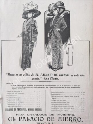 CARTEL ANTIGUO ORIGINAL DE TIENDAS EL PALACIO DE HIERRO 1910 /247