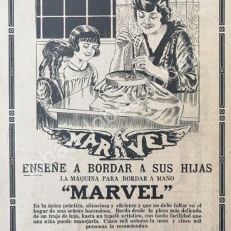 CARTEL ANTIGUO ORIGINAL DE ARO DE BORDADO A MANO MARVEL, 1920 /233 SUPER RARO 10+