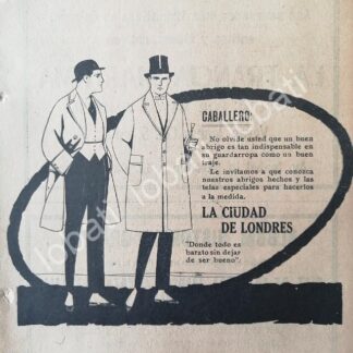 CARTEL ANTIGUO ORIGINAL DE TIENDAS LA CIUDAD DE LONDRES, 1920 /230