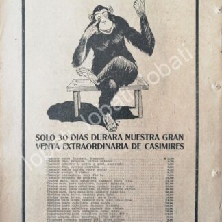 CARTEL ANTIGUO ORIGINAL DE TIENDAS LAS FABRICAS UNIVERSALES, 1920 /224