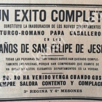 CARTEL ANTIGUO ORIGINAL DE INAUGURACION BAÑOS PUBLICOS SAN FELIPE DE JESUS 1920 /216