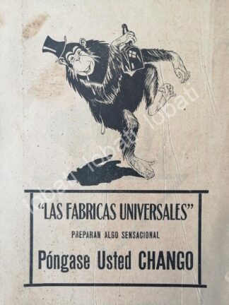 CARTEL ANTIGUO ORIGINAL DE TIENDAS LAS FABRICAS UNIVERSALES 1920 /214 PONGASE USTED CHANGO