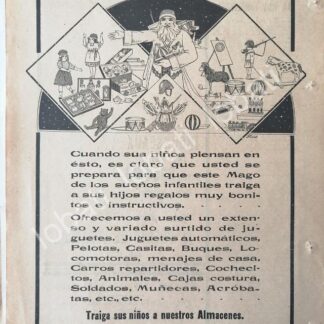 CARTEL ANTIGUO ORIGINAL DE TIENDAS EL PALACIO DE HIERRO 1920 JUGUETES /212