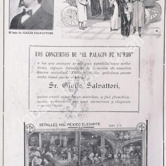 CARTEL ANTIGUO ORIGINAL DE CANTANTE GIULIO SALVATORI EN EL PALACIO DE HIERRO 1920 /210 SUPER RARO 10+
