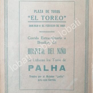 CARTEL ANTIGUO ORIGINAL DE CARTEL PLAZA DE TOROS EL TOREO, 1923 A BENEFICIO /41