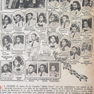 CARTEL ANTIGUO ORIGINAL DE ESCUELA ADOLFO PRIETO MONTERREY CUADRO DE HONOR 1947