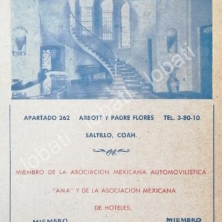 CARTEL ANTIGUO ORIGINAL DE HOTEL SAN LUIS 1960s /265 SAN LUIS POTOSI, MUY RARO