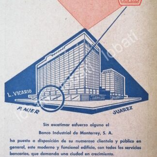 CARTEL ANTIGUO ORIGINAL DE BANCO INDUSTRIAL DE MONTERREY 1960s /263