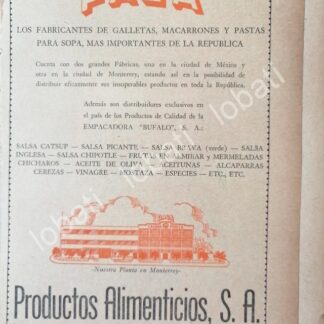 CARTEL ANTIGUO ORIGINAL DE GALLETAS PASA MONTERREY 1945 /78