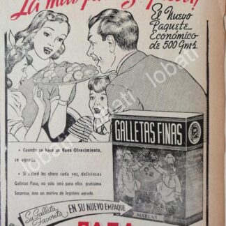 CARTEL ANTIGUO ORIGINAL DE GALLETAS PASA MONTERREY 1950s /75