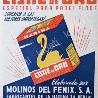 CARTEL ANTIGUO ORIGINAL DE HARINA CISNE DE ORO, MOLINOS EL FENIX MONTERREY 1950s /74