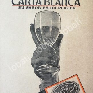 CARTEL ANTIGUO ORIGINAL DE CERVEZA CARTA BLANCA 1940s /148