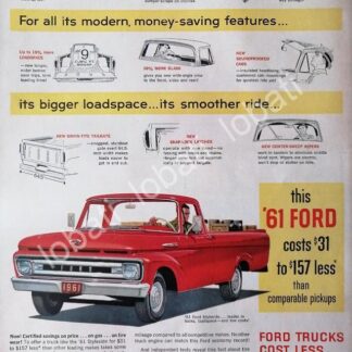 CARTEL ANTIGUO ORIGINAL DE AUTOS PICKUP FORD STYLESIDE 1961 /486
