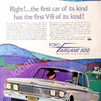 CARTEL ANTIGUO ORIGINAL DE AUTOS FORD FAIRLANE 500 V-8 1962 /475 RARO