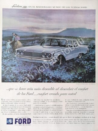 CARTEL ANTIGUO ORIGINAL DE AUTOS FORD FAIRLANE 500 TOWN SEDAN 1960 /472 RARO