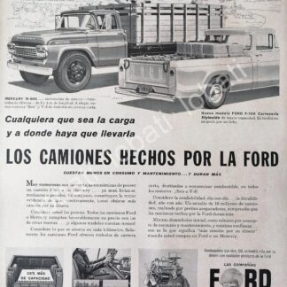 CARTEL ANTIGUO ORIGINAL DE CAMIONETA FORD F-100 Y CAMIONES MERCURY 1958 /467