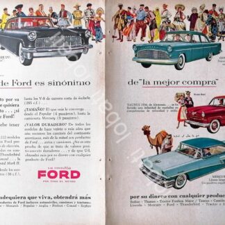 CARTEL ANTIGUO ORIGINAL DE MINI AFICHE AUTOS FORD VARIOS 1956 /450