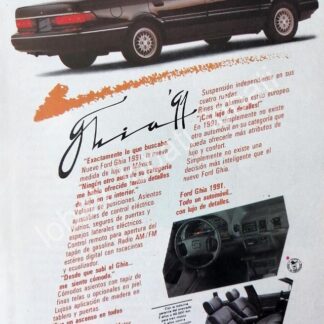 CARTEL ANTIGUO ORIGINAL DE MINI AFICHE AUTOS FORD GHIA 1991 /444