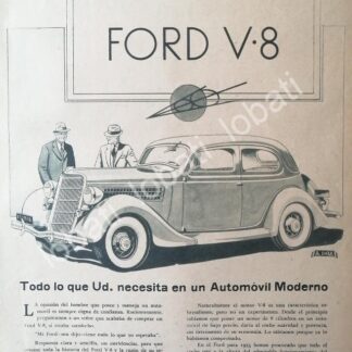 CARTEL ANTIGUO ORIGINAL DE PUBLICIDAD VINTAGE AUTOS FORD V8 1935 /551