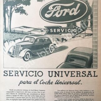 CARTEL ANTIGUO ORIGINAL DE AGENCIAS DE SERVICIO AUTOS FORD 1936 /550