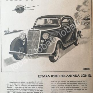 CARTEL ANTIGUO ORIGINAL DE DE AUTOS FORD V-8 1936 /548