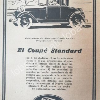 CARTEL ANTIGUO ORIGINAL DE AUTOS FORD COUPE STANDARD 1926 /541