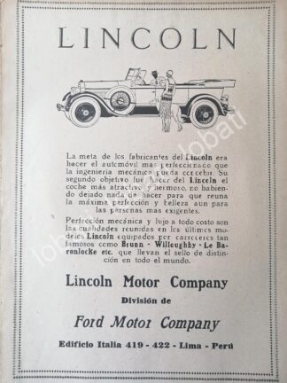 CARTEL ANTIGUO ORIGINAL DE AUTOS FORD LINCOLN SPORT 1920 /540