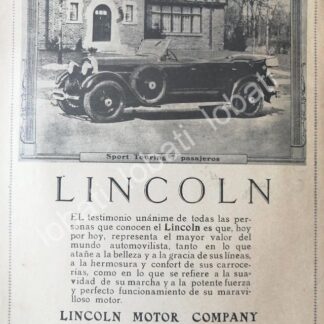 CARTEL ANTIGUO ORIGINAL DE AUTOS FORD LINCOLN SPORT TOURING 1920 /538 MUY RARO